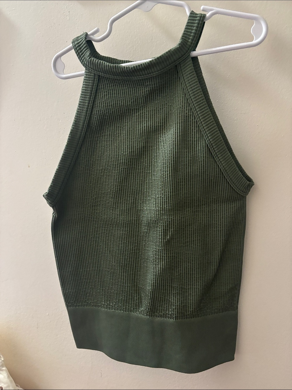 Free People Olive Green Ribbed High Neck Tank